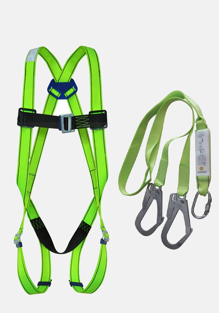 Safety Plus World Full Body Safety Harness with Twin-Leg Lanyard