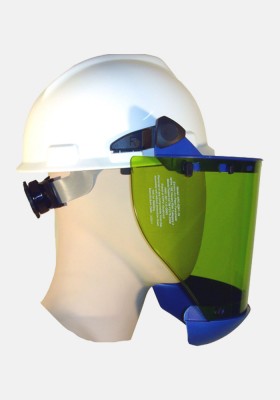 Electrician Helmet equipped with a lift-up Arc flash Face Shield 